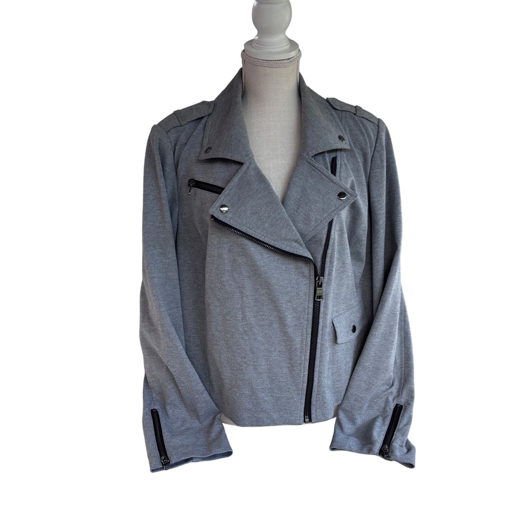 Lane Bryant Womens‎ Gray Motorcycle Jacket Assymmetrical Moto Style Size 20